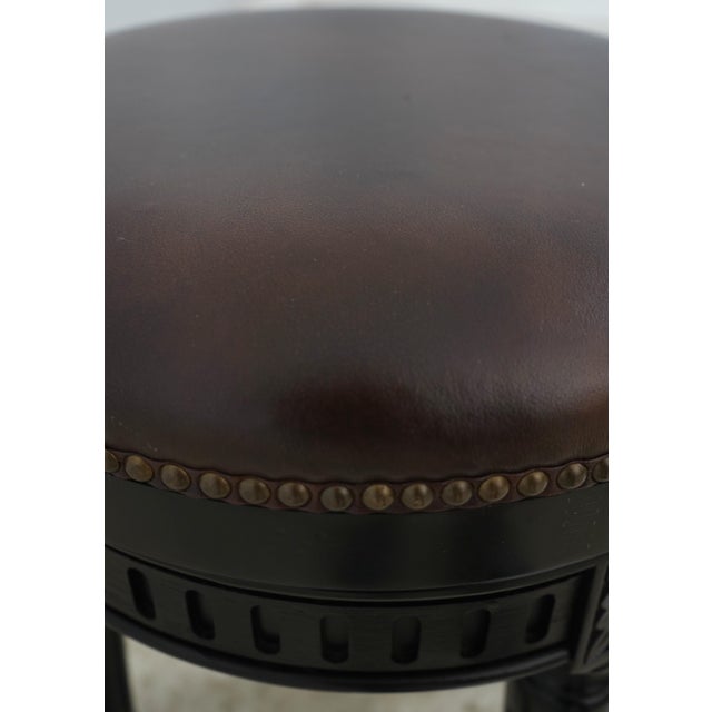 Set of 4 Frontgate Leather Counter Stools For Sale - Image 11 of 17