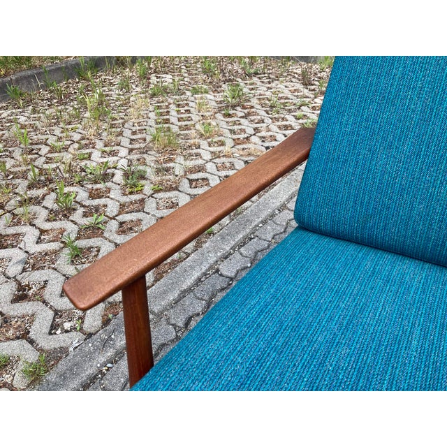 Turquoise Mid-Century Petrol and Teak Easy Chair from Wilhelm Knoll Antimott, 1965 For Sale - Image 8 of 18
