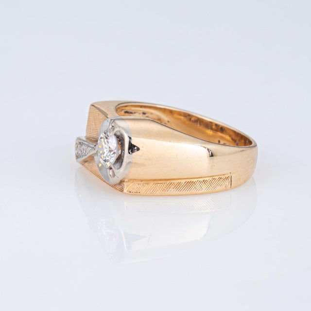 70s Vintage Diamond Shooting Star Ring Sz 5 Band 14k Gold Celestial Jewelry For Sale - Image 4 of 7