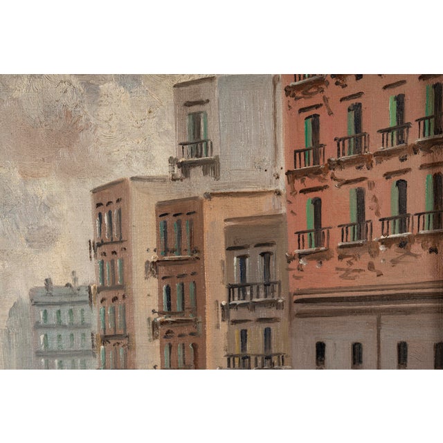 B. Ciappa, Animated European City Square with Carriage and Figures, Oil on Panel For Sale - Image 7 of 15