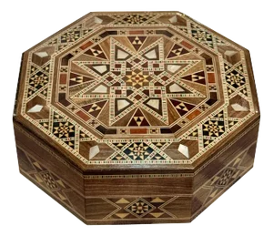 1990s Vintage Wood Marquetry Box