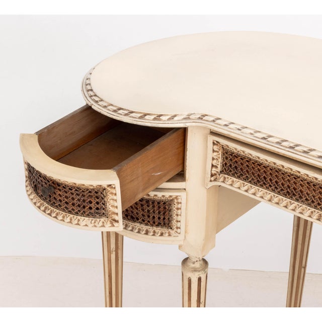 Early 20th Century Louis XVI Style Cream Painted Kidney Shaped Desk For Sale - Image 5 of 9