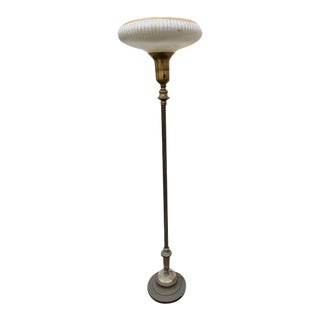 Vintage 1950s Brass with Marble Accents Floor Lamp For Sale