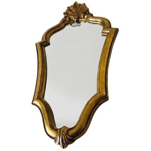 Wood Mid-Century Baroque Style Gold Leaf-Gilded Crest Mirror, 1950s For Sale - Image 7 of 8