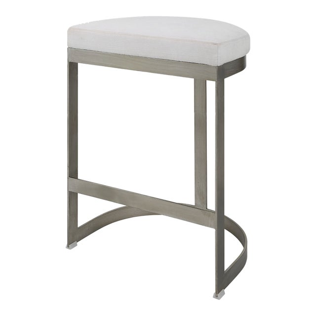 Ivanna Counter Stool, Silver - White For Sale