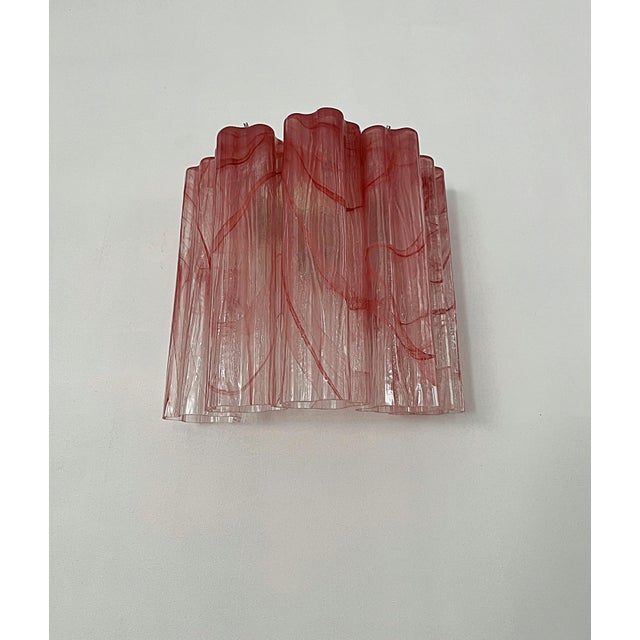 Vintage Murano Glass Tube Wall Sconces with 5 Pink Alabaster Glass Tube, 1990, Set of 2 For Sale - Image 18 of 18
