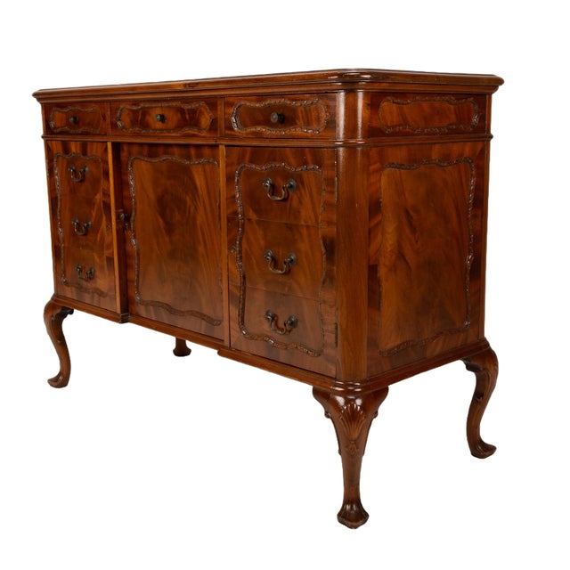 Antique French Provincial Style Flamed Mahogany Sideboard Buffet For Sale - Image 9 of 12