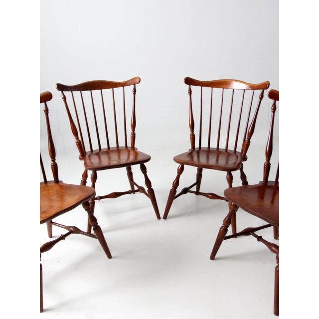 Wood Mid-Century Windsor Dining Chairs Set of 4 For Sale - Image 7 of 13
