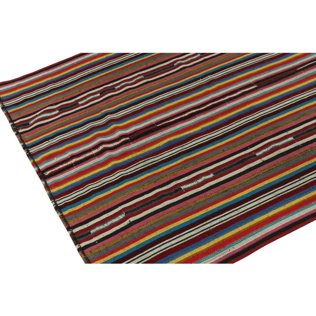 Rug & Kilim 1950s Vintage Chaput Kilim Style in Multicolor Striations by Rug & Kilim For Sale - Image 4 of 7