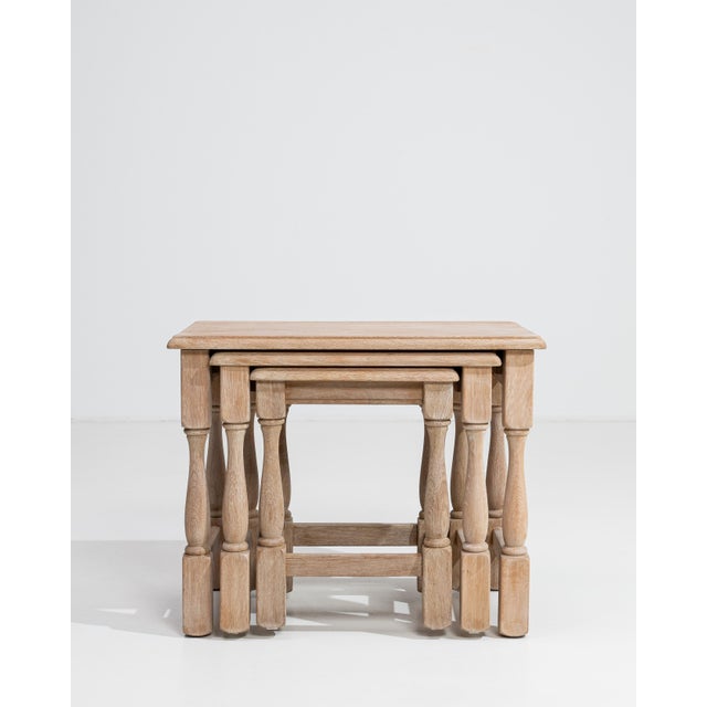 1970s Set Of Three Oak Nesting Tables For Sale In Greensboro - Image 6 of 13