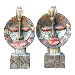 Vintage Boho Tribal Masks - Set of 2 For Sale