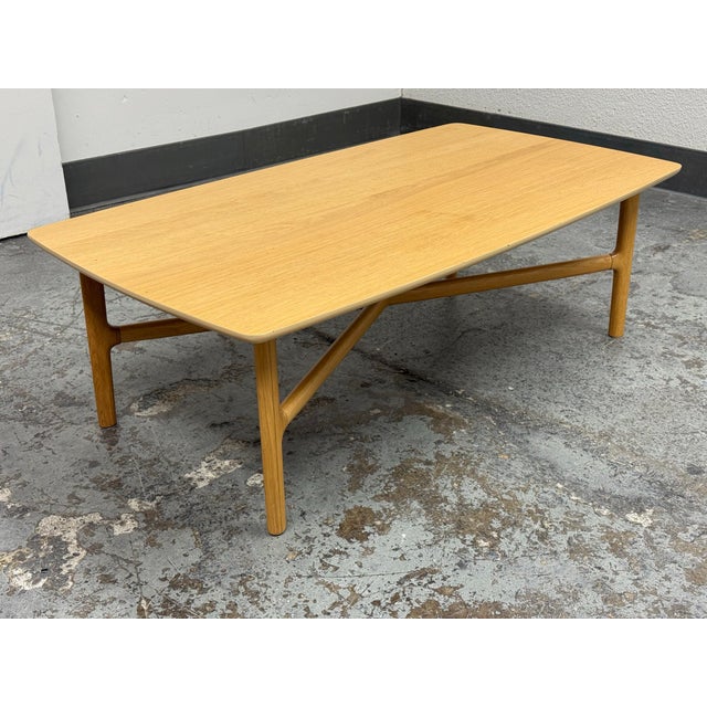 Mid-Century Modern Article Brezza Light Oak Coffee Table For Sale - Image 3 of 12