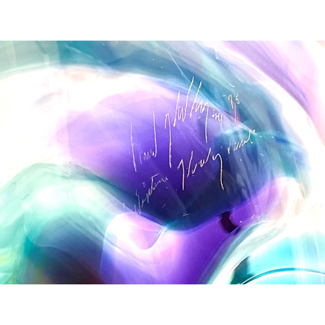 Abstract David Lindsey “Signature Series” Large Studio Art Glass Vessel Sculpture, 1998 For Sale - Image 3 of 12