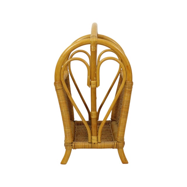 Vintage Boho Bamboo and Rattan Magazine Rack, 1980s For Sale - Image 4 of 12