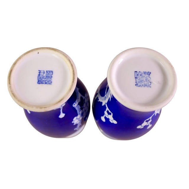 Ceramic Pair Chinese Porcelain Cobalt Vases, Early 20th Century For Sale - Image 7 of 8