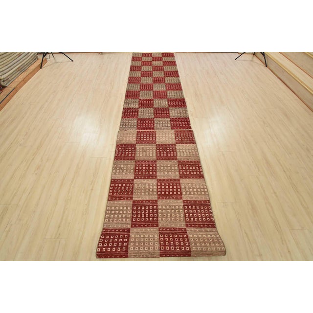 Gabbeh Runner 3’1” X 17’9” Brown Red Wool Contemporary Hand-Knotted Rug For Sale - Image 12 of 13