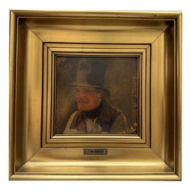 Frederik Vermehren, Portrait of a Gentleman, Oil Painting on Wood For Sale