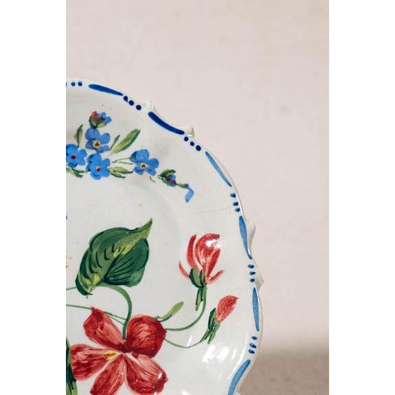 Pink Mid 20th Century Set of 6 Hand Painted Floral Italian Plates For Sale - Image 8 of 14