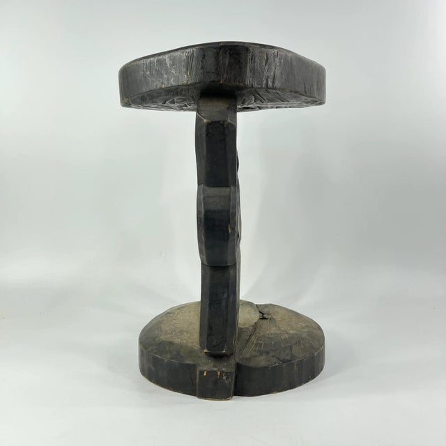African Early 20th Century Tabwa Wood Stool with Fish Design Congo For Sale - Image 3 of 11