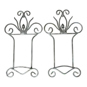 Pair of Large Silver Floral Hand Towel Racks