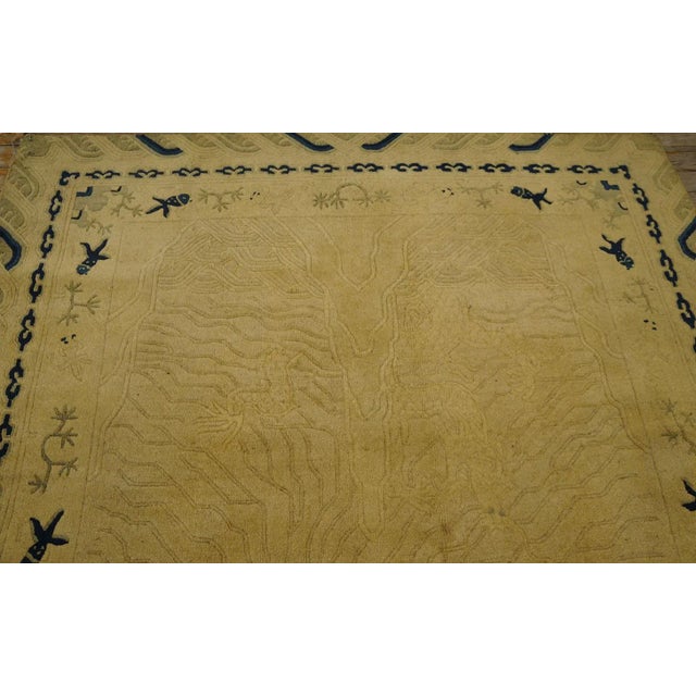 Late 19th Century 1890s Beige Dragon Qing Antique Chinese Peking Carpet 3'10'' X 6'2'' Knotted Wool Rug For Sale - Image 5 of 8