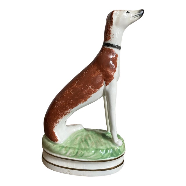 Early 20th Century Staffordshire Att. Hand Painted Greyhound Figurine