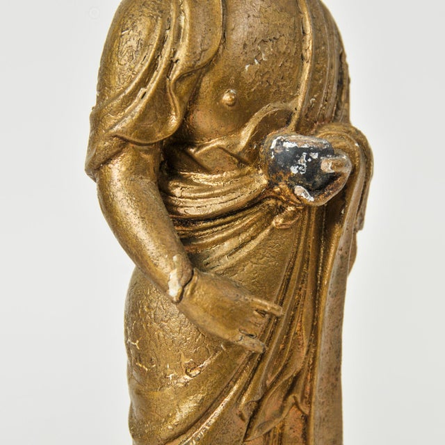Pair of Gilded Buddhist Monk Figures For Sale In Rochester - Image 6 of 17