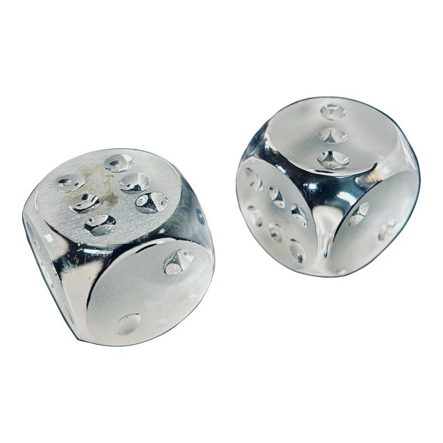 Pair of Glass 1.5” Dice Paperweights For Sale