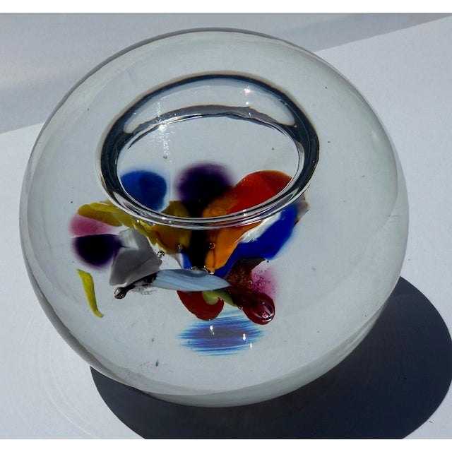 1980s Crystal Glass Paperweight For Sale - Image 5 of 6