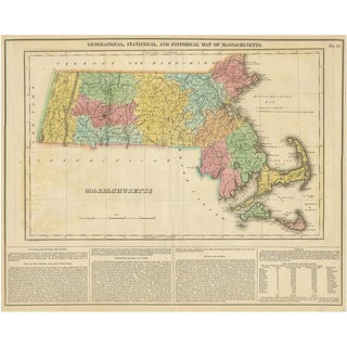 Antique Map of Massachusetts, 1822 For Sale