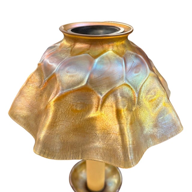 Art Nouveau Early 20th Century. Louis Comfort Tiffany Favrile Glass Candle Lamp For Sale - Image 3 of 12