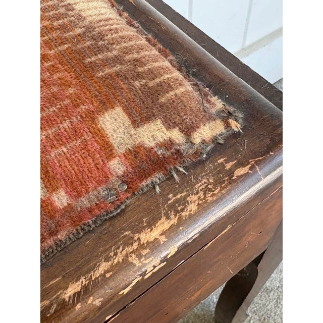Wood 1930s Velvet-Top Wood Storage Stool For Sale - Image 7 of 9