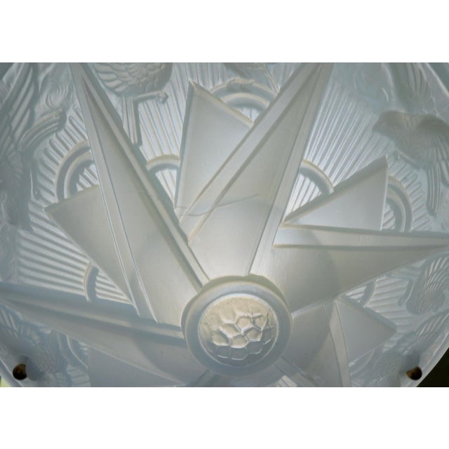 Opalescent French Art Deco Pendant Light by Hettier Et Vincent & Hanots 1930 France For Sale - Image 15 of 15