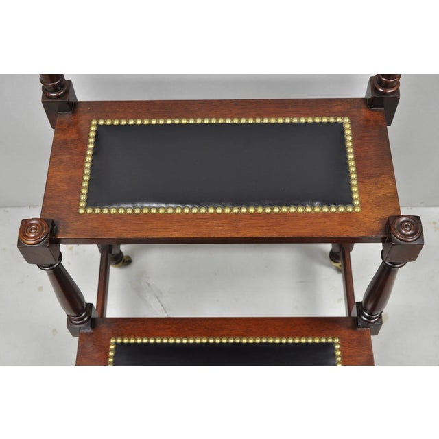 Late 20th Century George III Style Mahogany and Black Leather Library Steps by Wellington Hall For Sale - Image 5 of 14