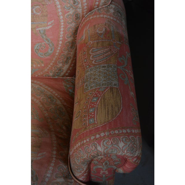 Wood Vintage E. J. Victor Orange Asian Inspired Elephant Upholstery Club Arm / Lounge Chair For Sale - Image 7 of 16