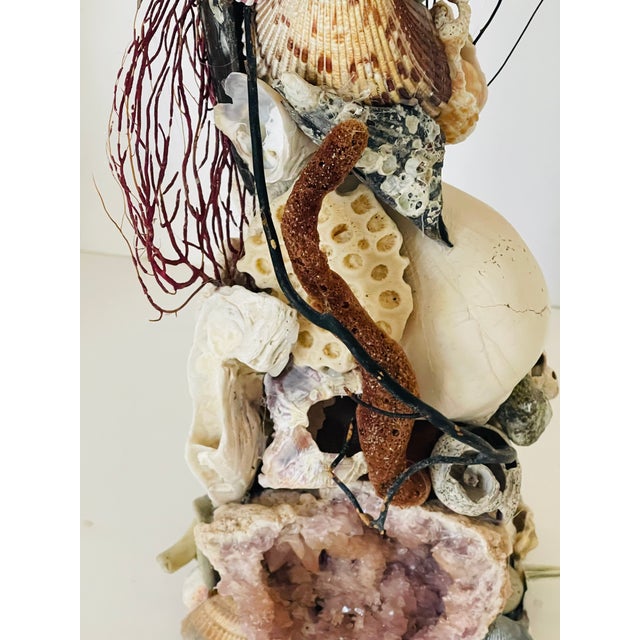 Coastal 1970s Grotto Marine World Sea Shell Amethyst Ammonite Table Lamps - a Pair For Sale - Image 3 of 10