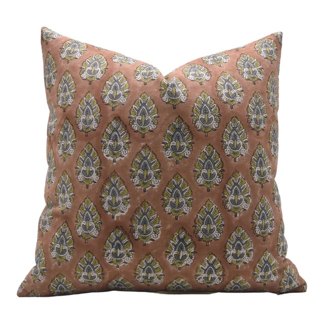 Fabdivine Handcrafted Block Print Cushion Cover 12x20 Inch Duck Canvas- Betal Leaf For Sale