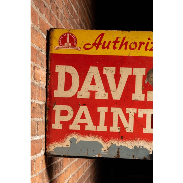 American Vintage Davis Paint Double-Sided Flange Sign For Sale - Image 3 of 8