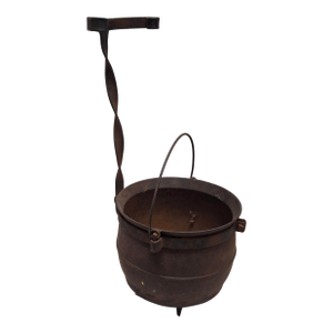 19th Century Cast Iron Handled Cauldron With Stand