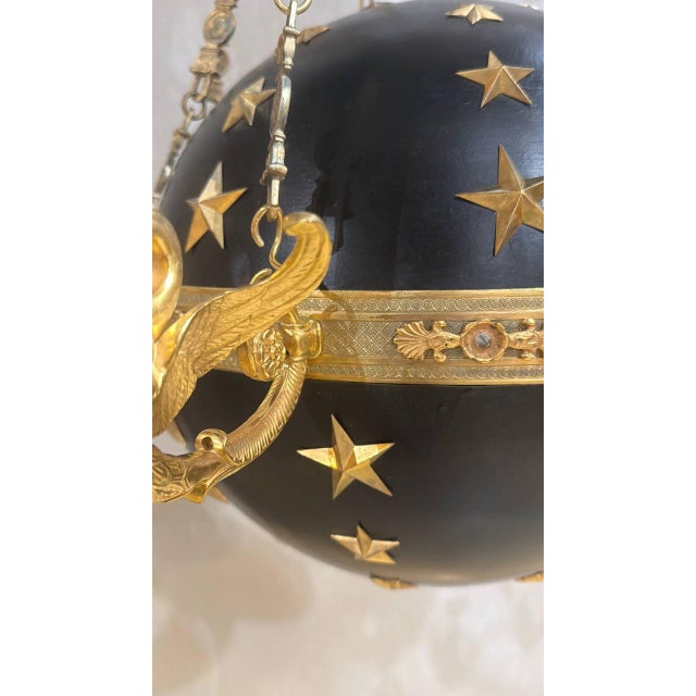Late 19th Century French Empire Globe Chandelier With Swans For Sale In New York - Image 6 of 9