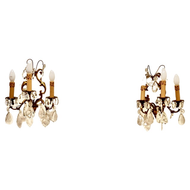 French Triple Wall Lights, 1920, Set of 2 For Sale