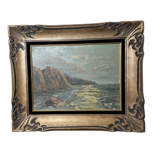Vintage Oil Seascape Italian Painting Framed Signed