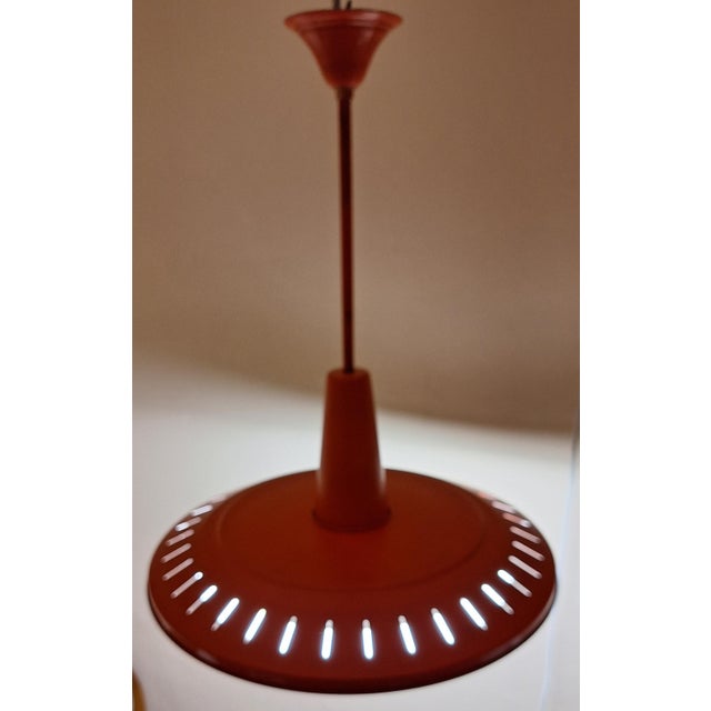 Mid-Century Modern Vintage Belgian Ceiling Lamp in Orange Painted Aluminum, 1960s For Sale - Image 3 of 8
