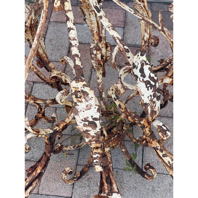 Metal Antque Tole Metal Distressed Rusted French Chandelier For Sale - Image 7 of 7