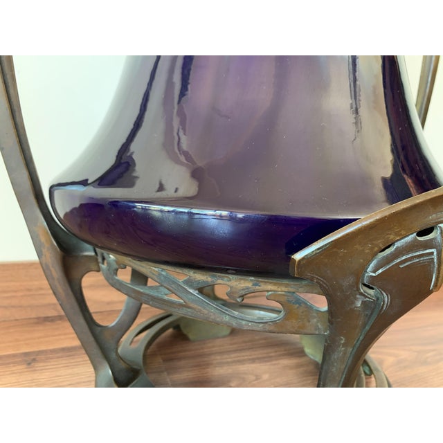 Art Nouveau Water Lily Vase Jugendstil Bronze in the Manner of Otto Eckman For Sale - Image 10 of 12