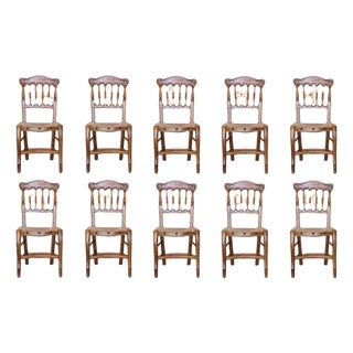 19th Spain Dining Chairs with Wide Cane Seats, Set of 10 For Sale