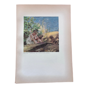 After the Bath, Anders Zorn. Original Antique Chromolithograph. Woman and Boy. Printed in Sweden 1928. Signed in Plate