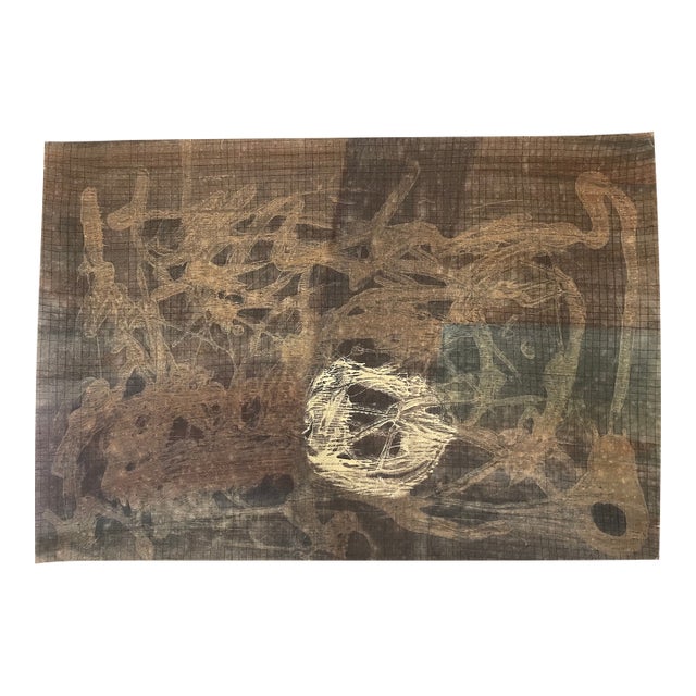 1990s Dark Modern Abstract Painting on Paper For Sale