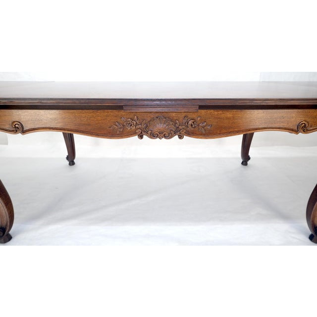 Carved Oak Country French Refractory Parquetry Dining Table Table 2x29" Leaves For Sale - Image 14 of 14