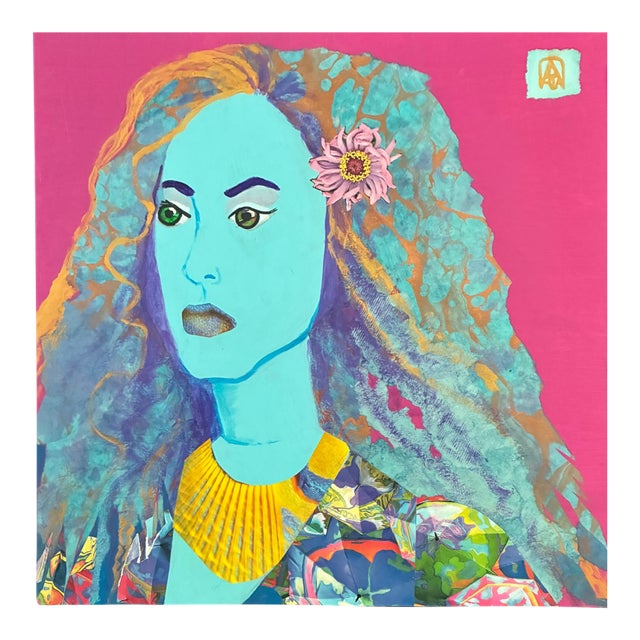 The Azure Siren, Original Collage by Adria Becker For Sale